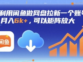 利用闲鱼做网盘拉新一个账号,月入6k+,可以矩阵放大