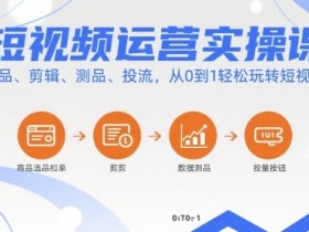 短视频运营实操课,选品、剪辑、测品、投流,从0到1轻松玩转短视频