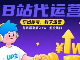 【B站代运营 】你出账号,我来运营,每月最高躺入1W,超级风口【揭秘】