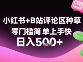 小红书+B站评论区种草,零门槛简单上手快 ,1分钟一单,只需复制粘贴评论就有钱