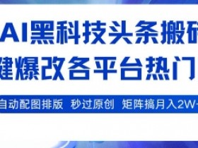 AI黑科技头条搬砖,一键爆改各平台热门图文 自动配图排版,秒过原创,矩阵搞月入2W+【揭秘】