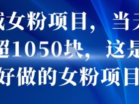 私域女粉项目,当天变现超1k,这是最好做的女粉项目,可放大操作