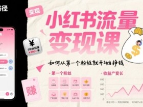 小红书流量变现课,如何从第一个粉丝就开始挣钱