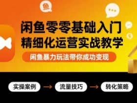 闲鱼零基础入门精细化运营实战教学,闲鱼暴力玩法带你成功变现
