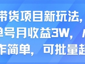 AI带货项目新玩法,实测单号月收益3W,小白操作简单,可批量起号