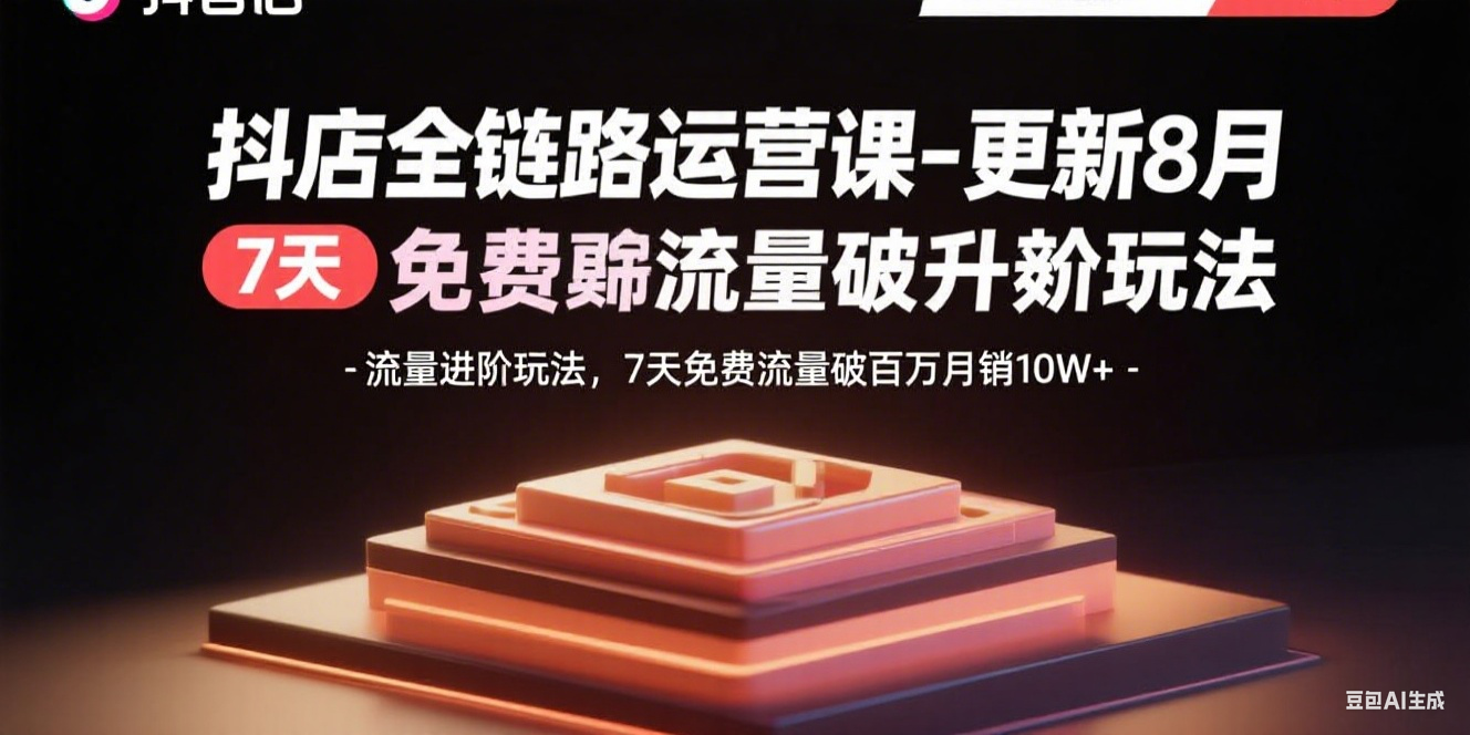 (15918期)抖店全链路运营课-更新8月:流量进阶玩法,7天免费流量破百万月销10W+