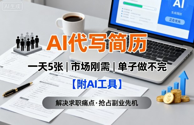 AI代写简历,一天5张,今年找工作难,市场刚需,单子做不完【附AI工具】