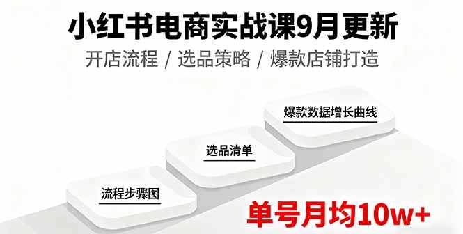 (16120期)小红书电商实战课9月更新,开店流程/选品策略/爆款店铺打造,单号月均10w+
