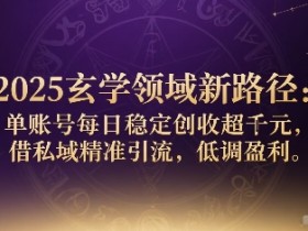 2025玄学领域新路径:单账号每日稳定创收1k+,借私域精准引流,低调盈利