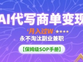 AI代写商单变现,月入过W,永不淘汰副业兼职【保姆级SOP手册】