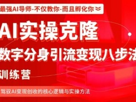 AI实操克隆:数字分身引流变现八步法训练营,驾驭AI变现创收的核心逻辑与实操方法