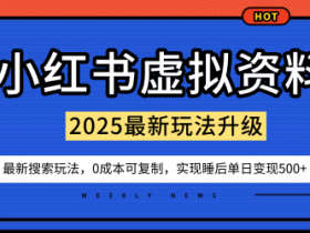 小红书虚拟资料项目:最新搜索流变现玩法,0成本简单可复制,一人多店打法,新手也可轻松日入5张+
