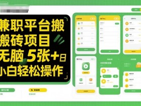 兼职平台搬砖项目无脑操作日入5张+小白轻松操作