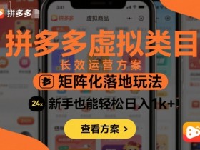 拼多多虚拟类目长效运营方案:矩阵化落地玩法,新手也能轻松日入1k+