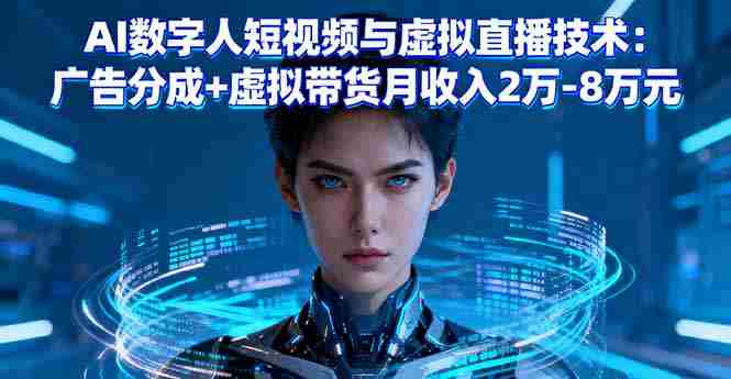 (16148期)AI数字人短视频与虚拟直播技术:广告分成+虚拟带货月收入2万-8万元