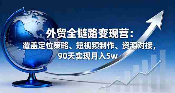 (16173期)外贸全链路变现营:覆盖定位策略、短视频制作、资源对接,90天实现月入5w