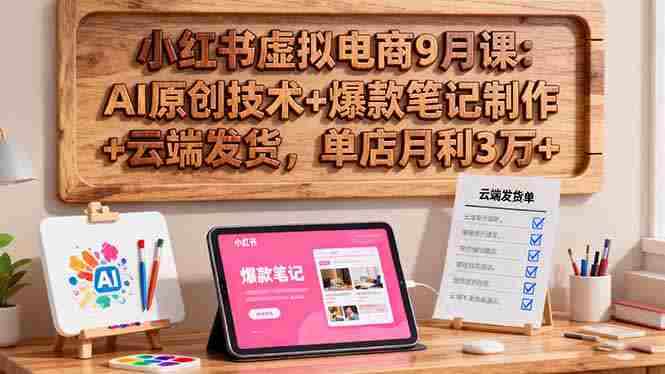 (16287期)小红书虚拟电商9月课:AI原创技术+爆款笔记制作+云端发货,单店月利3万+