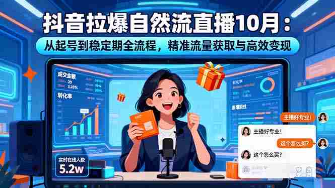 (16339期)抖音拉爆自然流直播10月:从起号到稳定期全流程,精准流量获取与高效变现