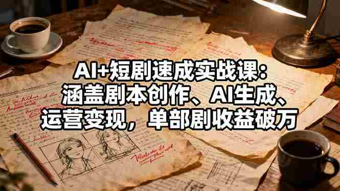 (16359期)AI+短剧速成实战课:涵盖剧本创作、AI生成、运营变现,单部剧收益破万