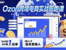 Ozon跨境电商实战陪跑课,教你从0到1出单,投入少适合普通人