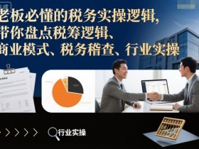 老板必懂的税务实操逻辑,带你盘点税筹逻辑、商业模式、税务稽查、行业实操