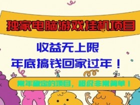 独家电脑游戏挂G项目,常年稳定,收益无上限,年底搞钱回家过年【揭秘】