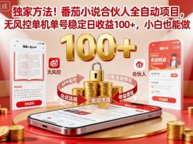 独家方法!番茄小说合伙人全自动挂G项目,无风控单机单号稳定日收益100+,小白也能做【揭秘】