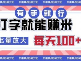 打字賺米,有手就行,日入几张,随时随地可做,可矩阵放大【揭秘】