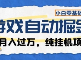 游戏全自动掘金纯挂G项目,月入过1W,小白零基础可操作长期稳定【揭秘】