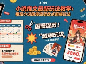 小说推文最新玩法教学,番茄小说国漫混剪盘点超爆玩法,全程干货,一天收益多张