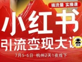 小红书引流变现7月线下大课,一次性讲透小红书笔记、矩阵、投放、引流、转化的全流程SOP