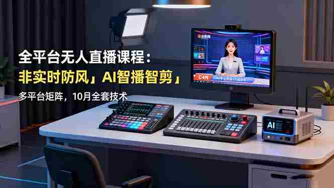 (16414期)全平台无人直播课程:非实时防风+AI智播智剪+多平台矩阵,10月全套技术