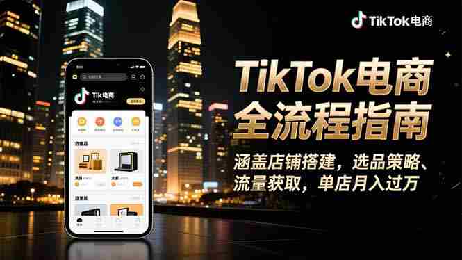 (16524期)TikTok电商全流程指南,涵盖店铺搭建、选品策略、流量获取,单店月入过万