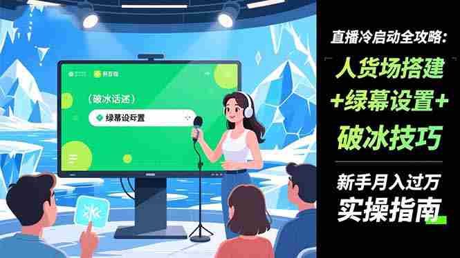 (16605期)直播冷启动全攻略:人货场搭建+绿幕设置+破冰技巧,新手月入过万实操指南