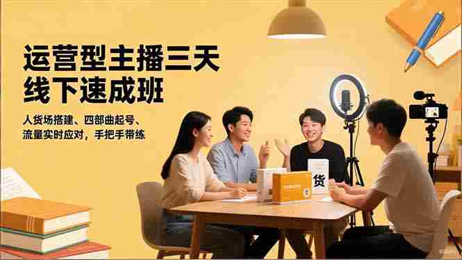 (16630期)运营型主播三天线下班,人货场搭建,四部曲起号,流量实时应对,手把手带练