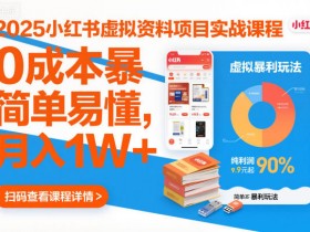 2025小红书虚拟资料项目实战课程,0成本暴利玩法,简单易懂,月入1W+