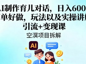 AI制作育儿对话,日入6张+,简单好做,玩法以及实操讲解,引流+变现课