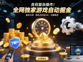 告别复杂操作!全网独家游戏自动掘金,真实可测,单机月利润1W+,长期稳定【揭秘】