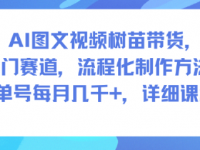 AI图文视频树苗带货,冷门赛道,流程化制作方法,单号每月几K,详细课程