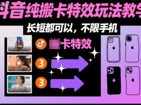 某社群抖音纯搬卡特效玩法教学,长短都可以,不限手机