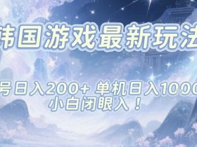 韩国游戏最新玩法,单号收益200+,单机收益1k+,小白闭眼入【揭秘】