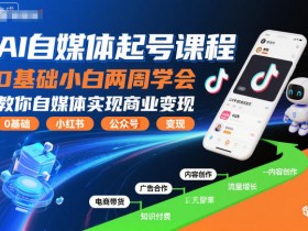 AI自媒体起号课程,0基础小白两周学会,教你自媒体实现商业变现