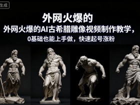 外网火爆的AI古希腊雕像视频制作教学,0基础也能上手做,快速起号涨粉