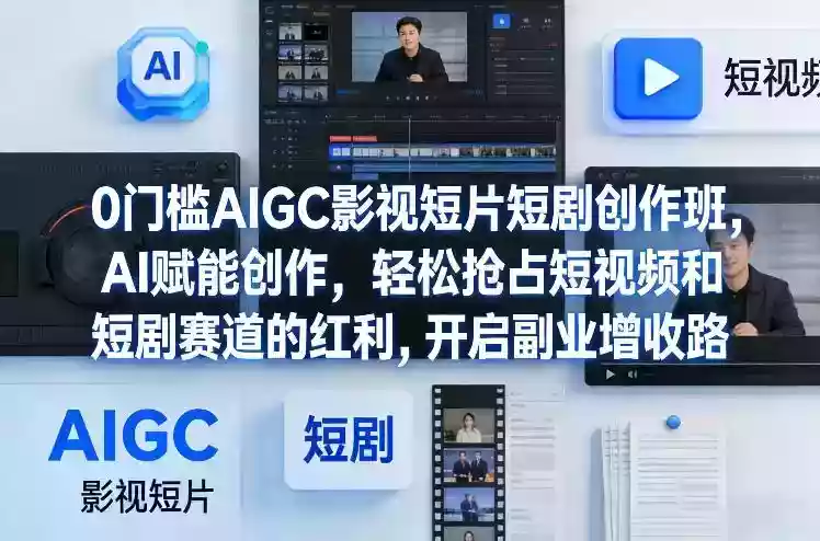 0门槛AIGC影视短片短剧创作班,AI赋能创作,轻松抢占短视频和短剧赛道的红利,开启副业增收路