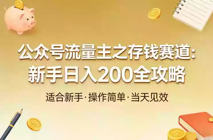 公众号流量主之存钱赛道,贴合当下需求,适合新手,一天收益2张