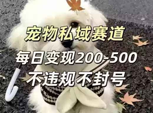私域宠物项目赛道,单日变现2-5张,每天都可操作不违规不封号