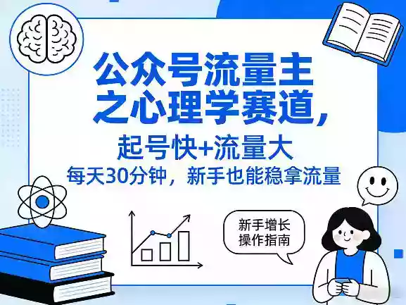 公众号流量主之心理学赛道,起号快+流量大,每天30分钟,新手也能稳拿流量!