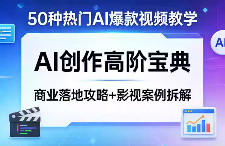 50种热门AI爆款视频教学,AI创作高阶宝典,商业落地攻略+影视案例拆解