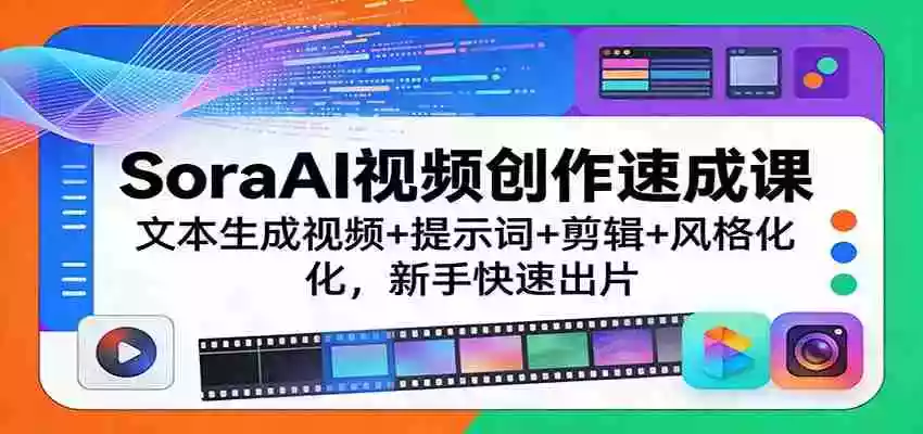 SoraAI视频创作速成课:文本生成视频+提示词+剪辑+风格化,新手快速出片