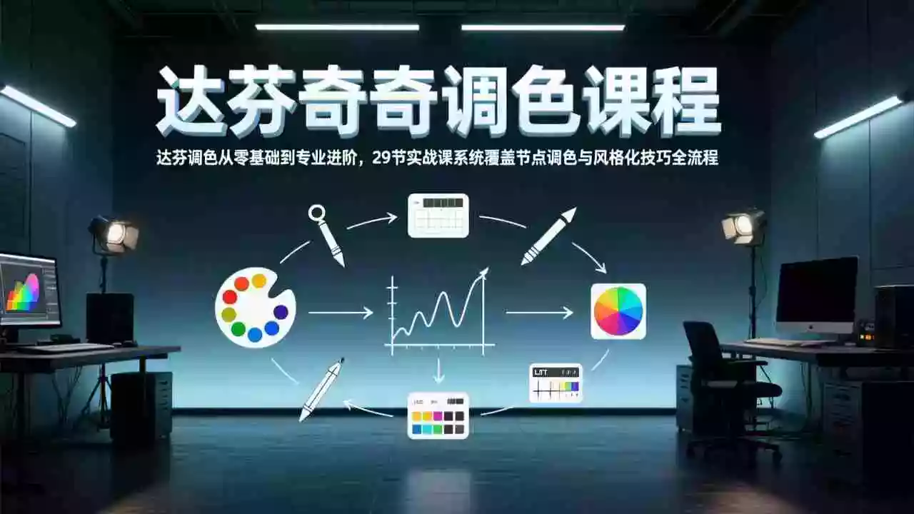 (17484期)达芬奇调色从零基础到专业进阶,29节实战课系统覆盖节点调色与风格化技巧全流程